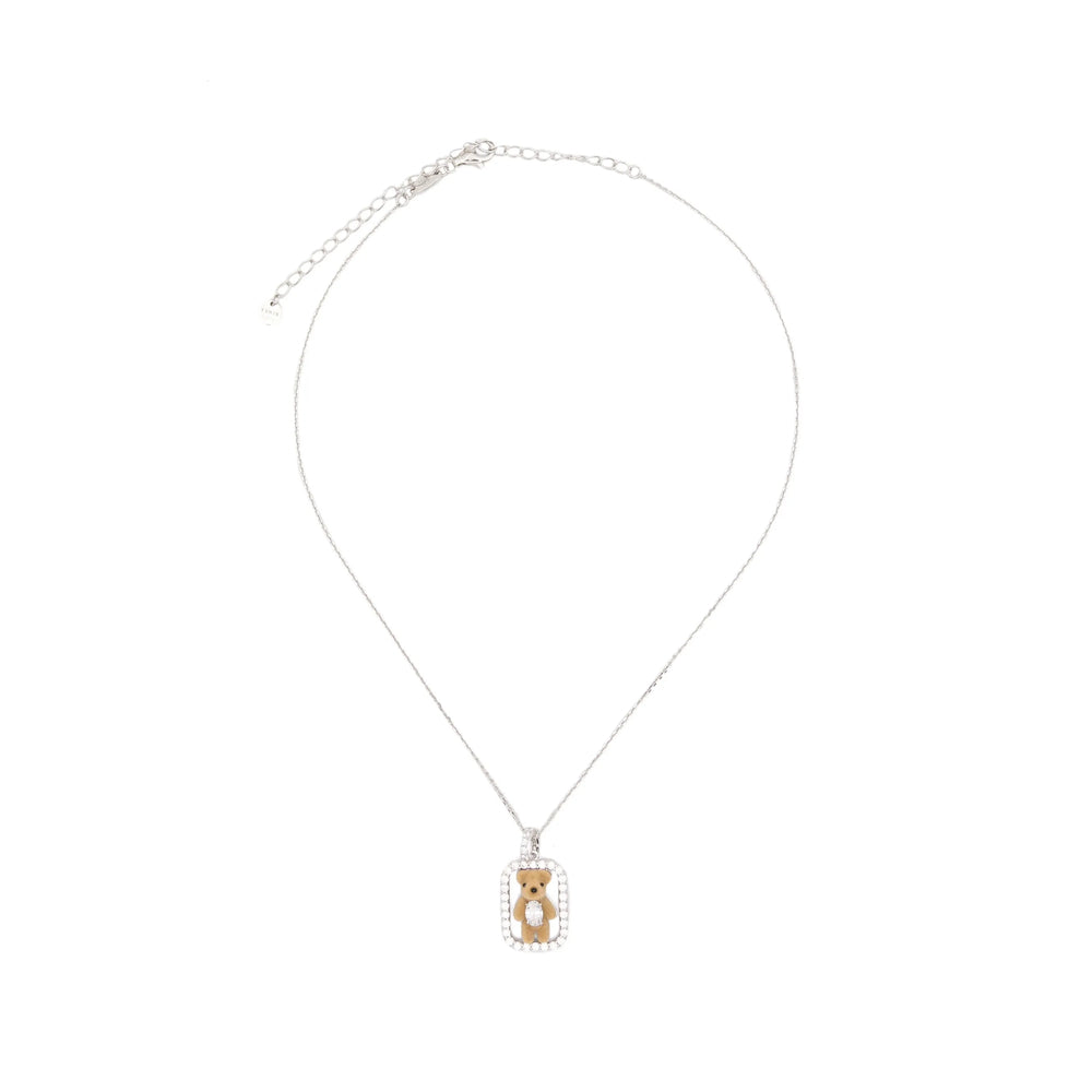 Yvmin Teddy Bear Pendant Necklace — Silver by Yvmin