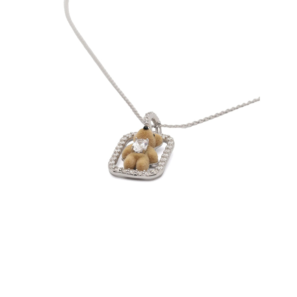 Yvmin Teddy Bear Pendant Necklace — Silver, view 3