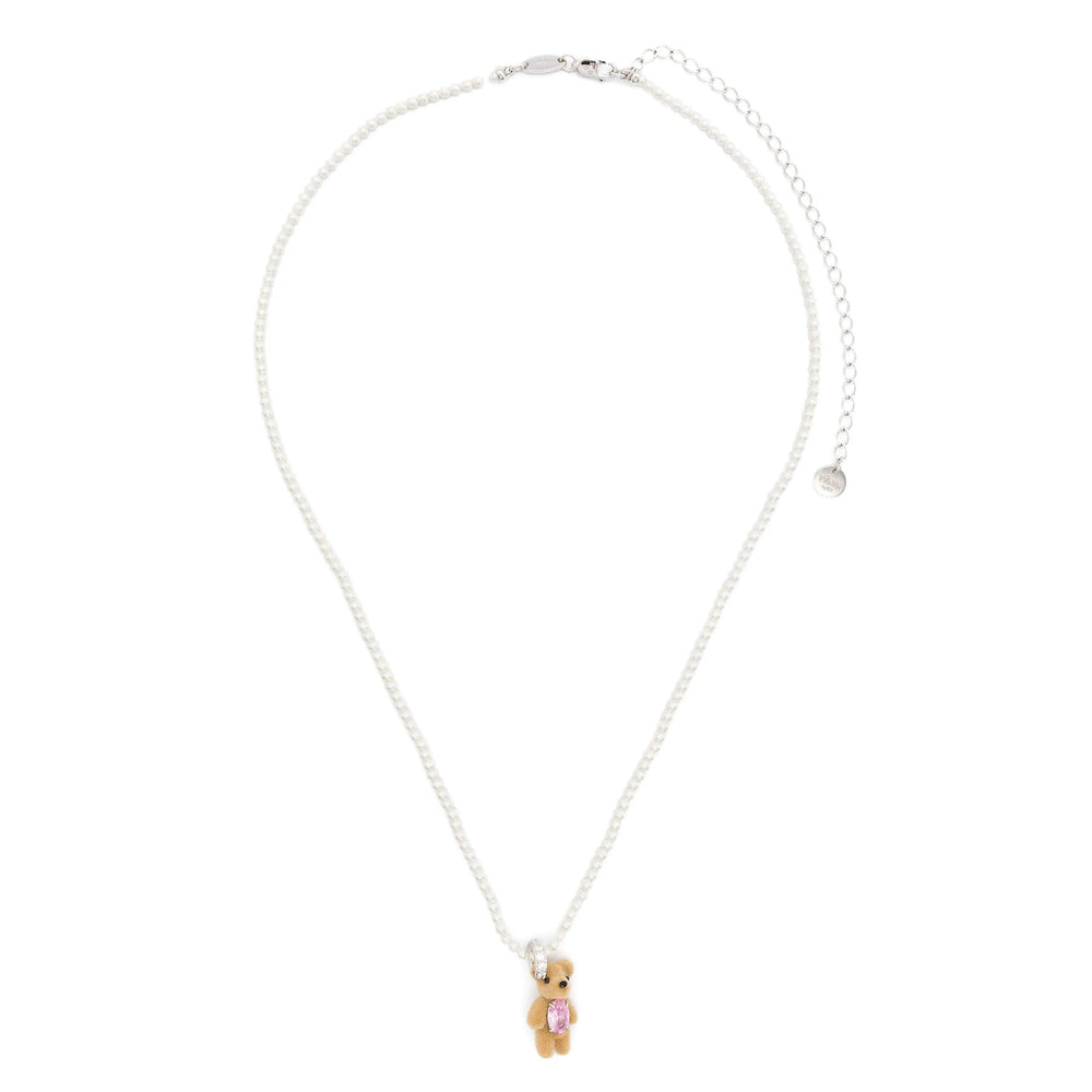 Yvmin Faux-Pearl with Cubic Zirconia Pendant Necklace — Silver by Yvmin