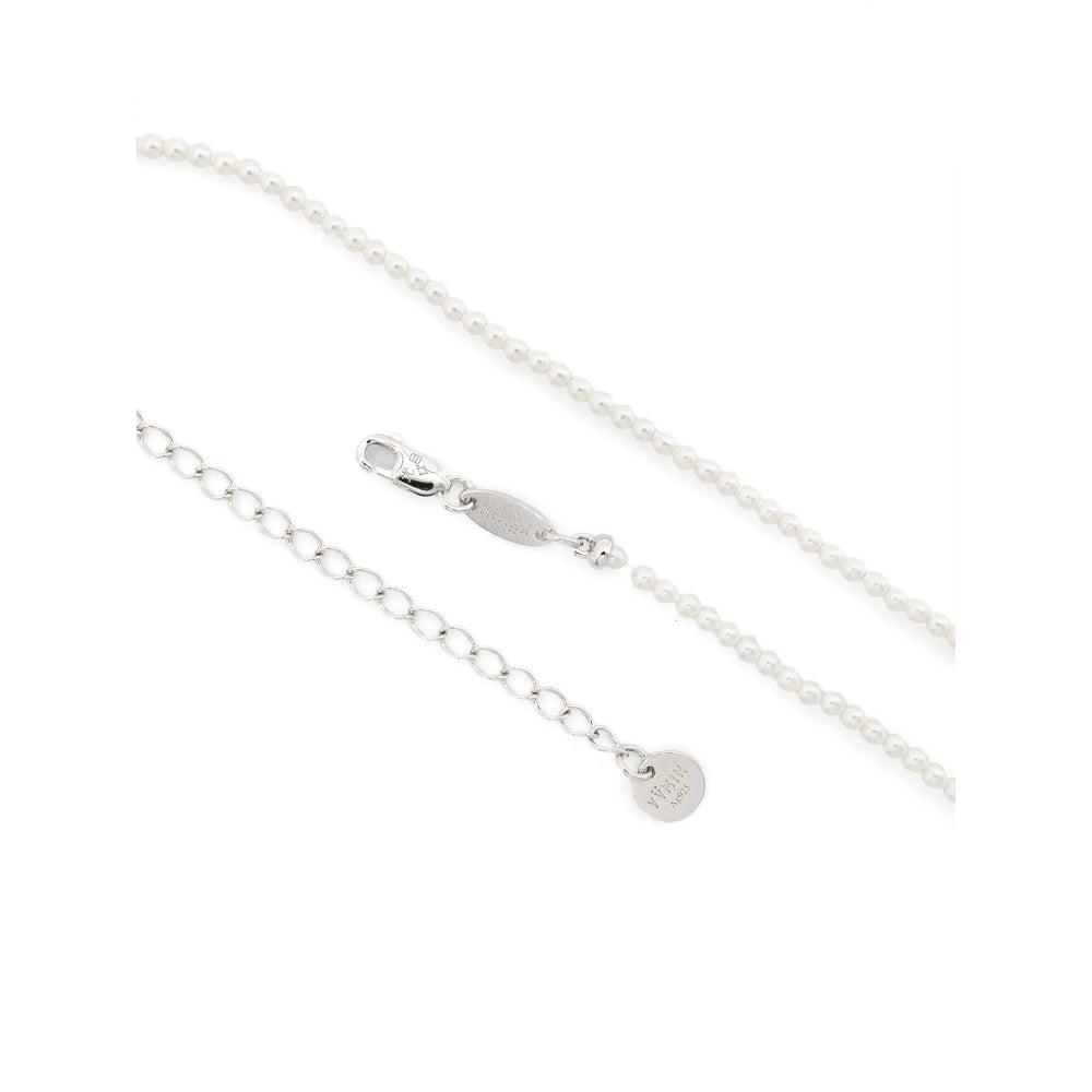 Yvmin Faux-Pearl with Cubic Zirconia Pendant Necklace — Silver, view 2