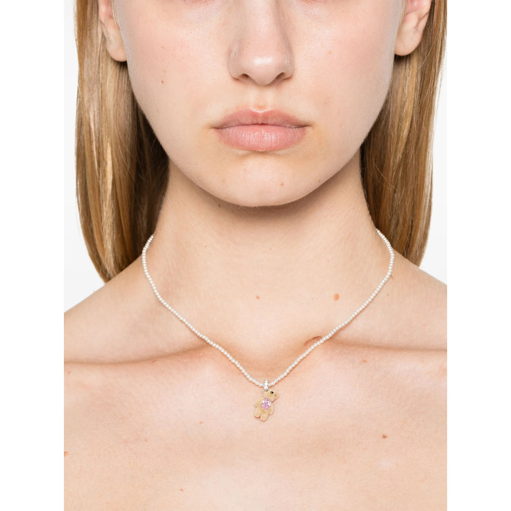 Yvmin Faux-Pearl with Cubic Zirconia Pendant Necklace — Silver, view 3