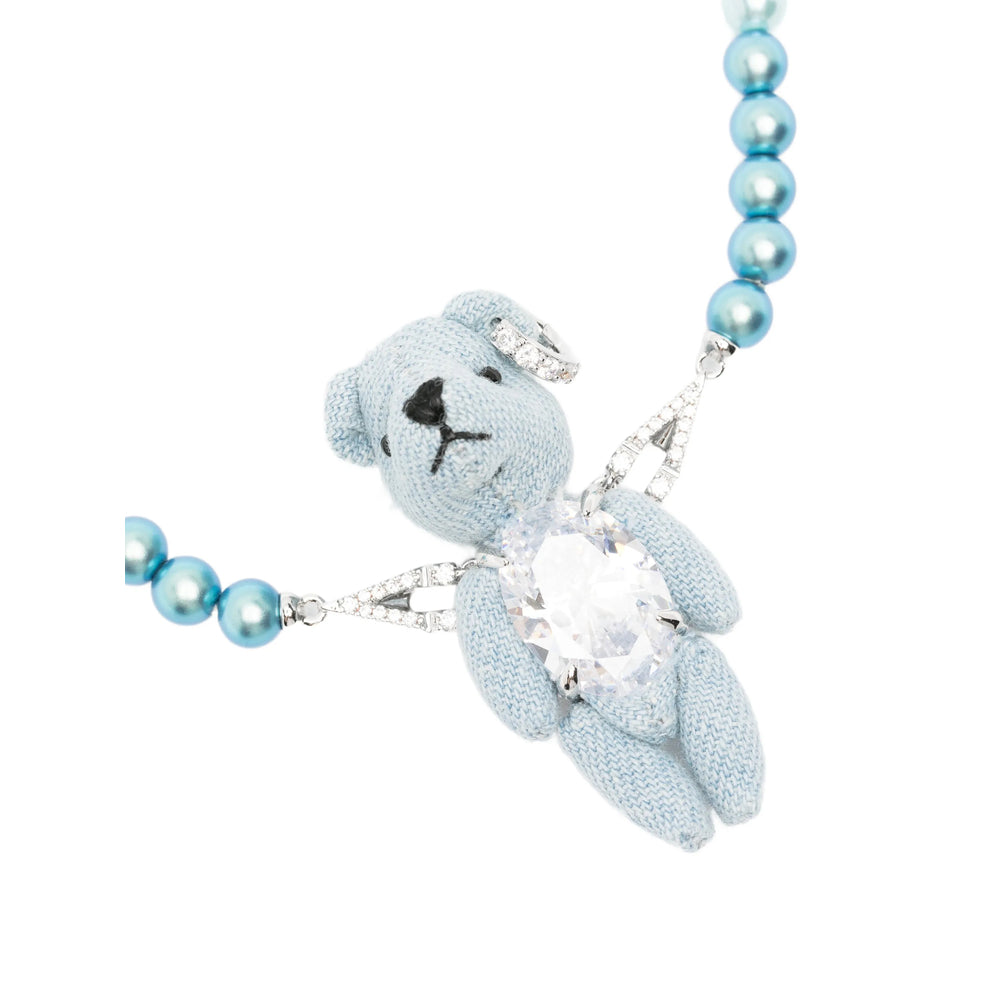 Yvmin Teddy Bear Pendant with Crystal Embellishments Necklace — Silver, view 3