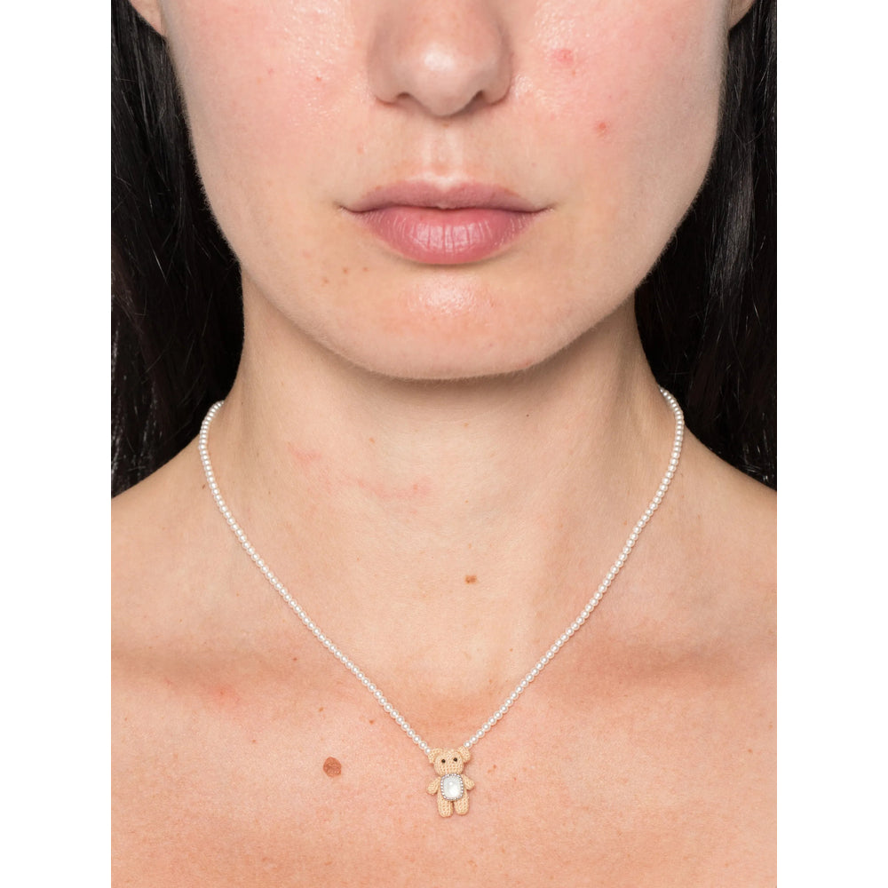 Yvmin Teddy Bear Pendant Necklace — Silver, view 2