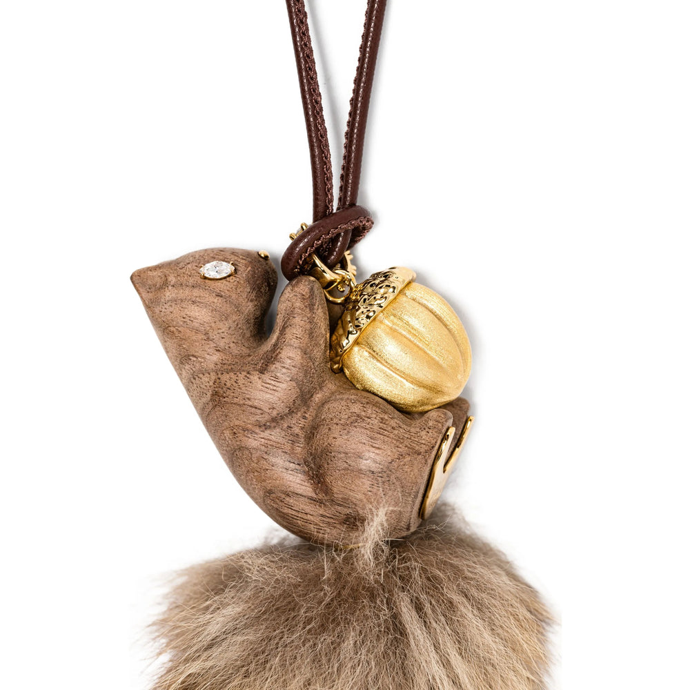 Yvmin Walnut and Fur Pendant Necklace — Brown, view 3