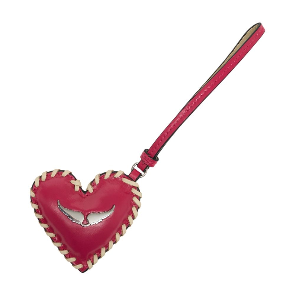 Zadig & Voltaire Heart-Shaped Leather Tag Keychain — Pink by Zadig & Voltaire