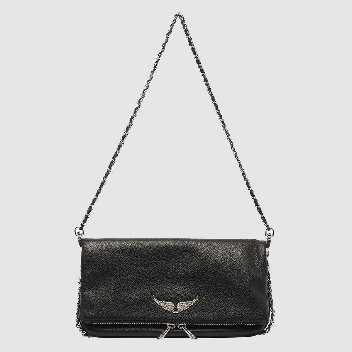 Zadig & Voltaire Winged-Logo Leather Shoulder Bag — Black by Zadig & Voltaire