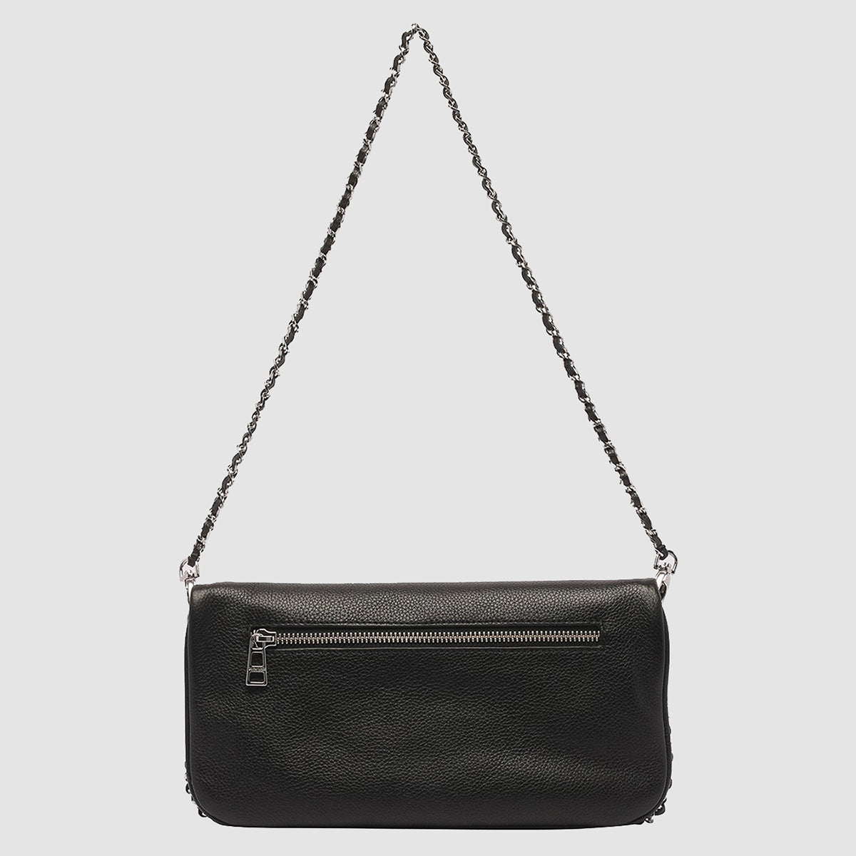 Zadig & Voltaire Winged-Logo Leather Shoulder Bag — Black, view 2