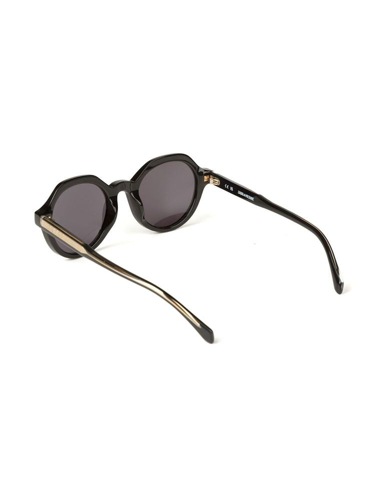 Zadig & Voltaire SZV453 Round Acetate Sunglasses — Black, view 2