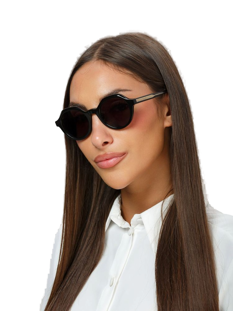 Zadig & Voltaire SZV453 Round Acetate Sunglasses — Black, view 3