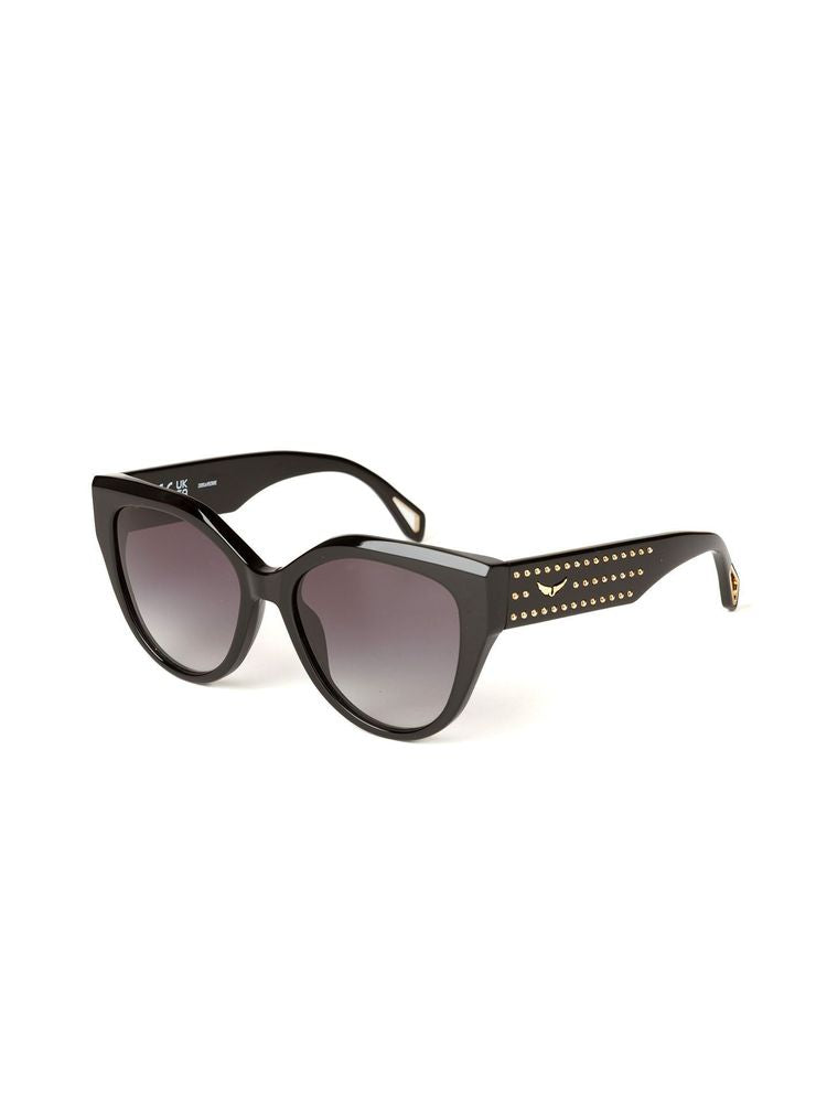Zadig & Voltaire SZV458V Studded Cat-Eye Sunglasses — Black by Zadig & Voltaire
