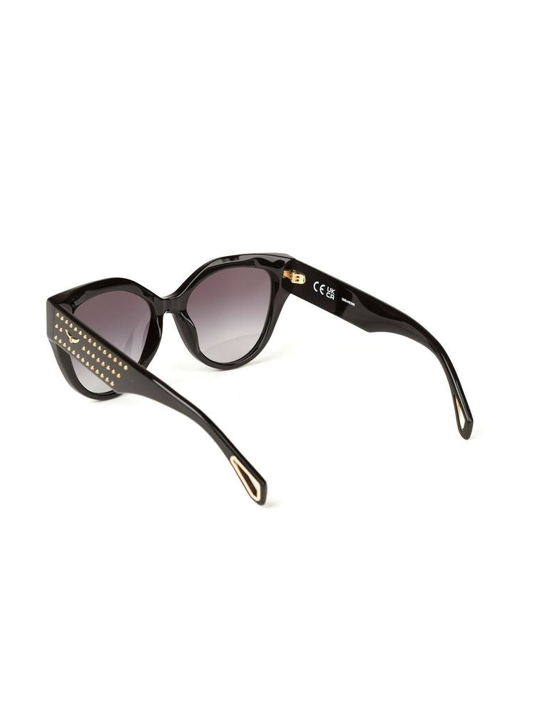 Zadig & Voltaire SZV458V Studded Cat-Eye Sunglasses — Black, view 2