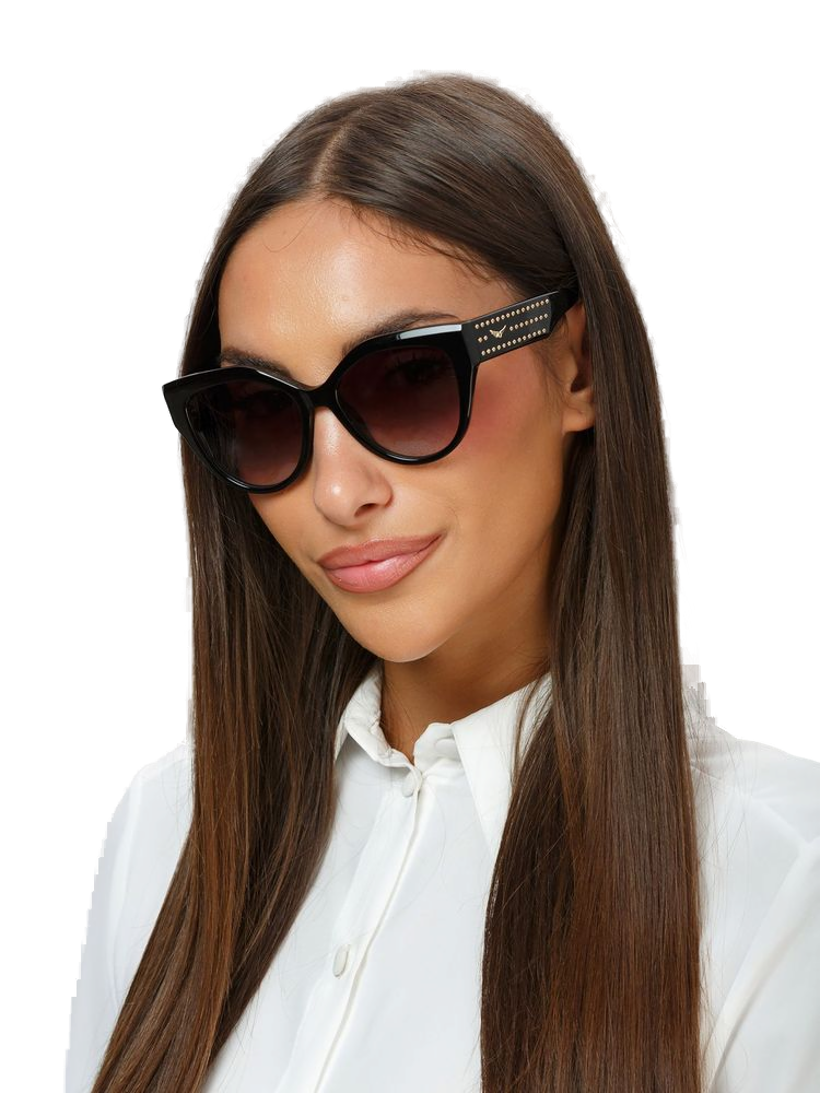 Zadig & Voltaire SZV458V Studded Cat-Eye Sunglasses — Black, view 4