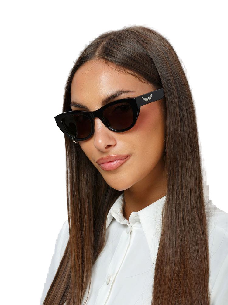 Zadig & Voltaire SZV459 Cat-Eye Acetate Sunglasses — Black, view 3