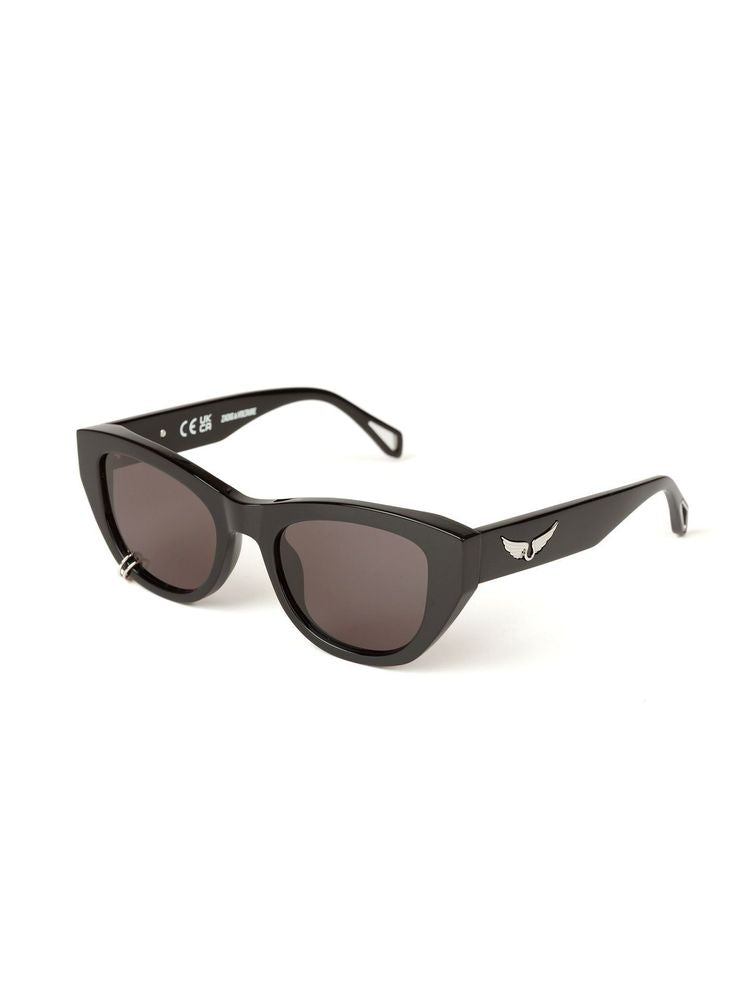 Zadig & Voltaire SZV459 Cat-Eye Acetate Sunglasses — Black, view 4