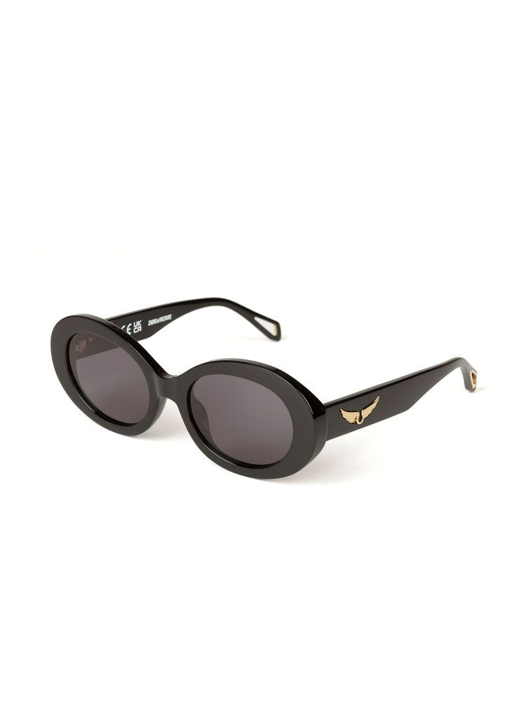 Zadig & Voltaire SZV460 Acetate Oval Sunglasses — Black by Zadig & Voltaire