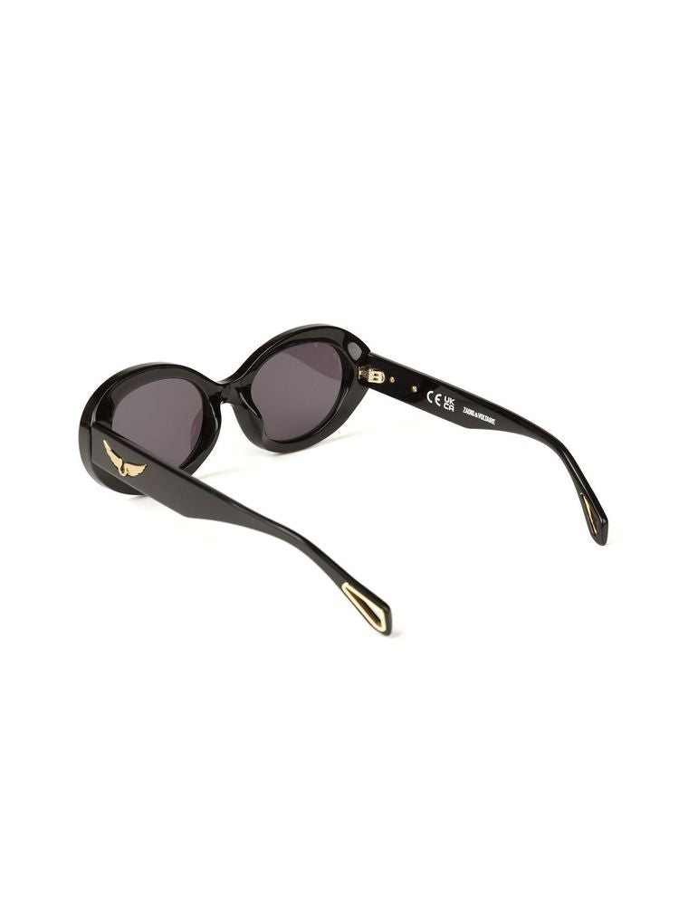 Zadig & Voltaire SZV460 Acetate Oval Sunglasses — Black, view 3