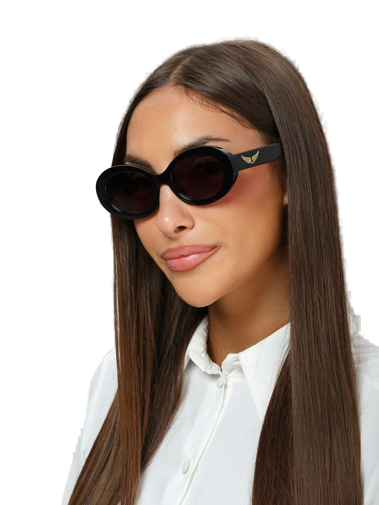 Zadig & Voltaire SZV460 Acetate Oval Sunglasses — Black, view 4