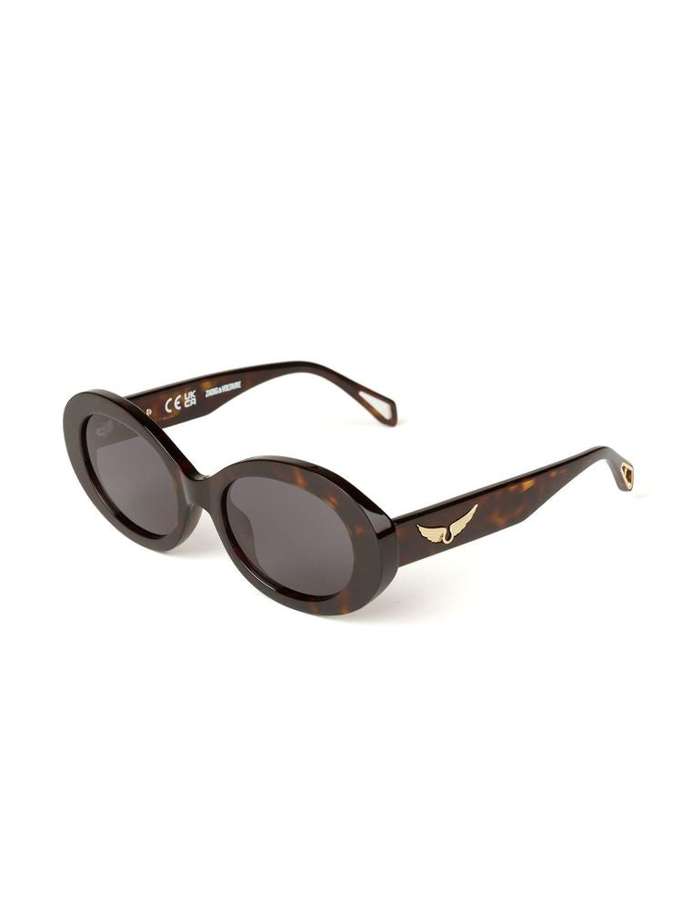Zadig & Voltaire SZV460 Acetate Oval Sunglasses — Brown by Zadig & Voltaire