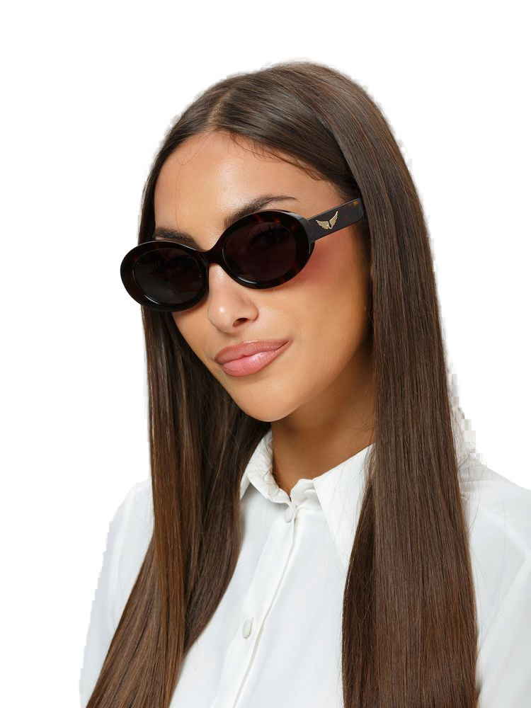 Zadig & Voltaire SZV460 Acetate Oval Sunglasses — Brown, view 2