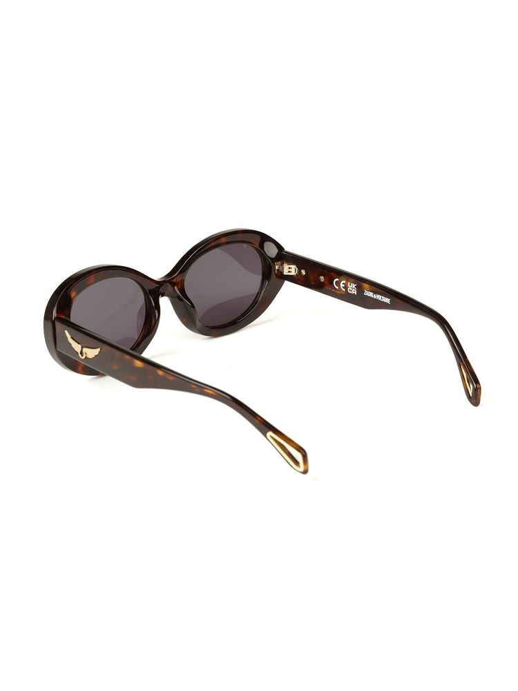 Zadig & Voltaire SZV460 Acetate Oval Sunglasses — Brown, view 3
