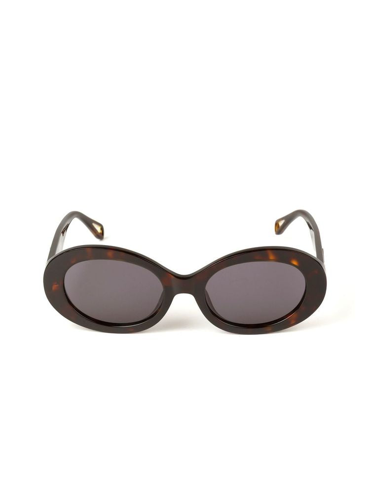 Zadig & Voltaire SZV460 Acetate Oval Sunglasses — Brown, view 4