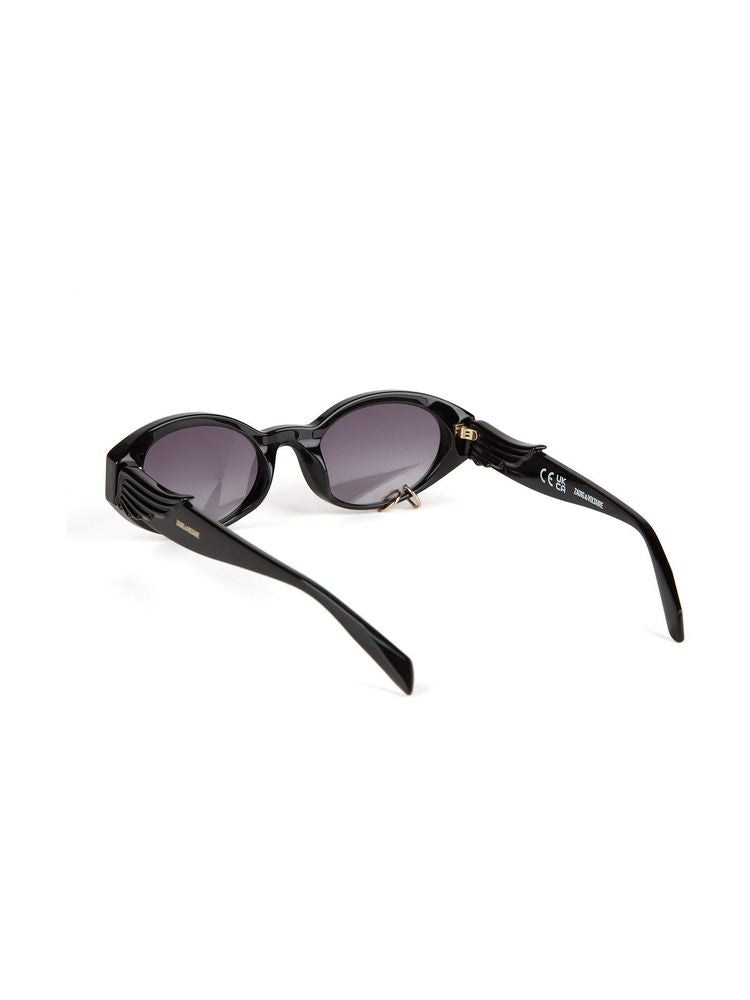 Zadig & Voltaire SZV502V Oval Acetate Sunglasses — Black, view 2