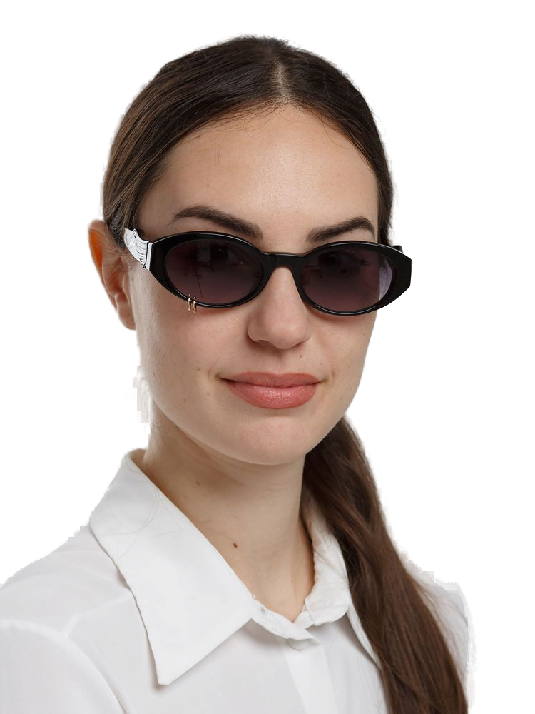 Zadig & Voltaire SZV502V Oval Acetate Sunglasses — Black, view 4