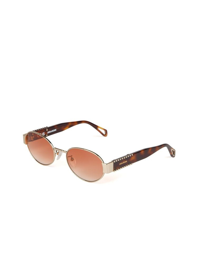 Zadig & Voltaire SZV504 Stainless Steel Round-Frame Sunglasses — Gold, view 2