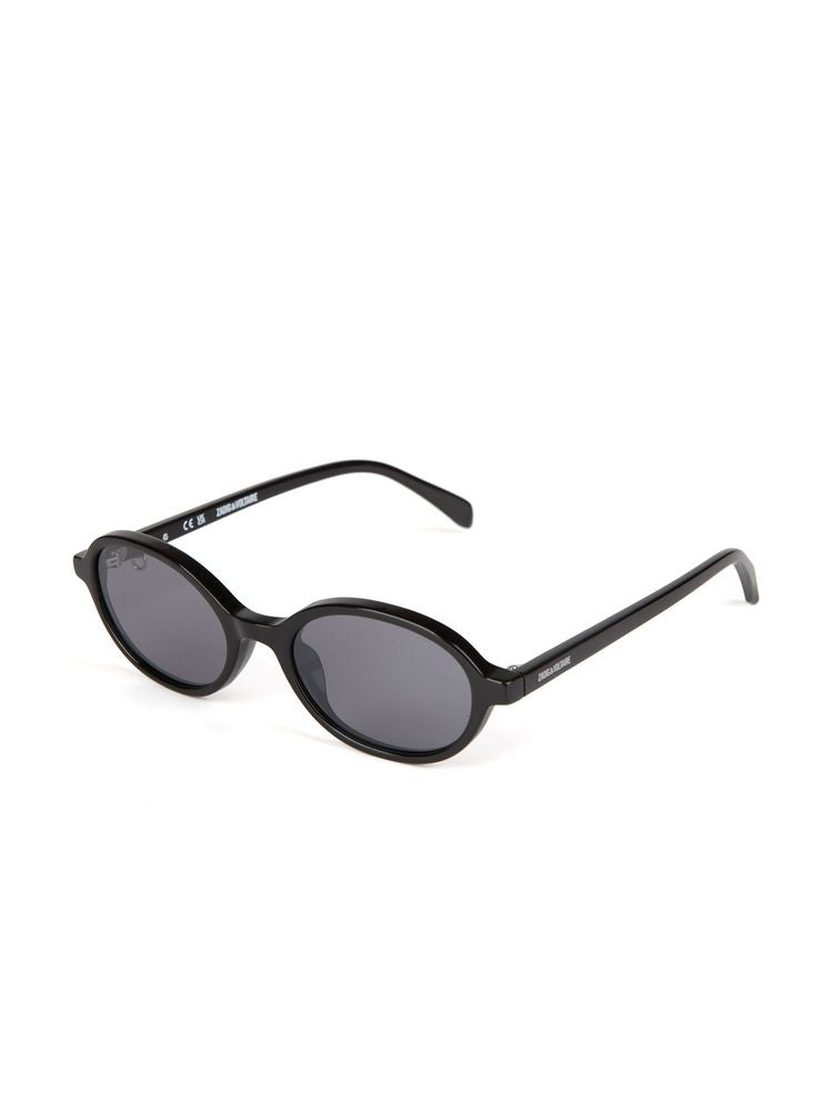 Zadig & Voltaire SZV512V Oval Acetate Sunglasses — Black by Zadig & Voltaire