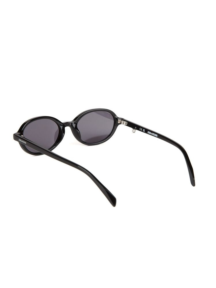 Zadig & Voltaire SZV512V Oval Acetate Sunglasses — Black, view 2