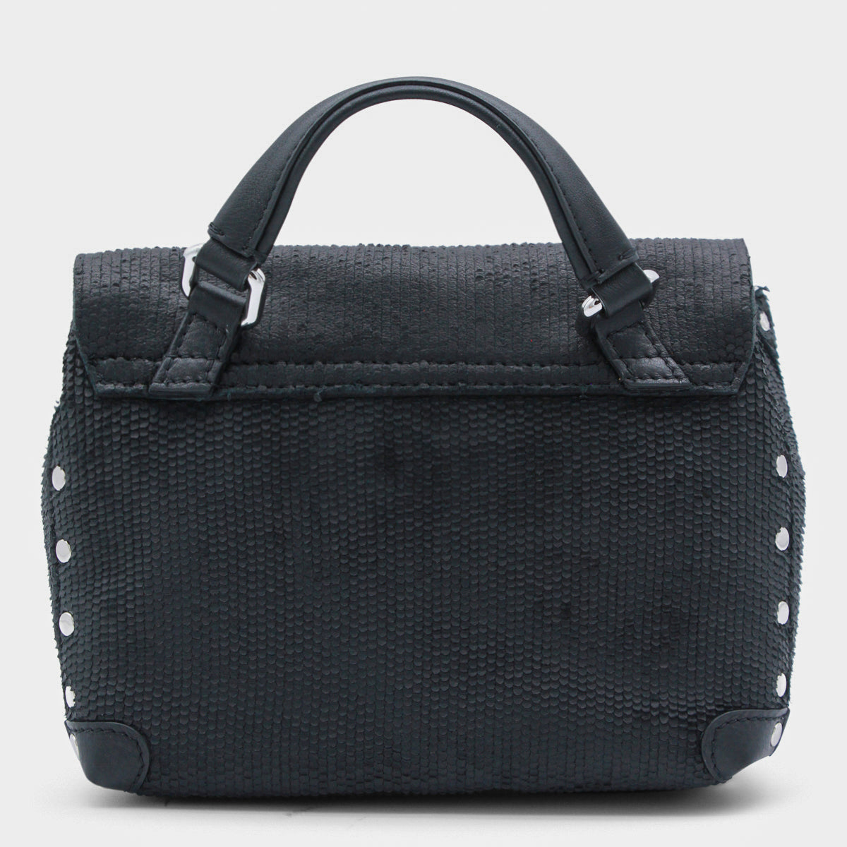 Zanellato Textured Leather Top Handle Bag — Black, view 3
