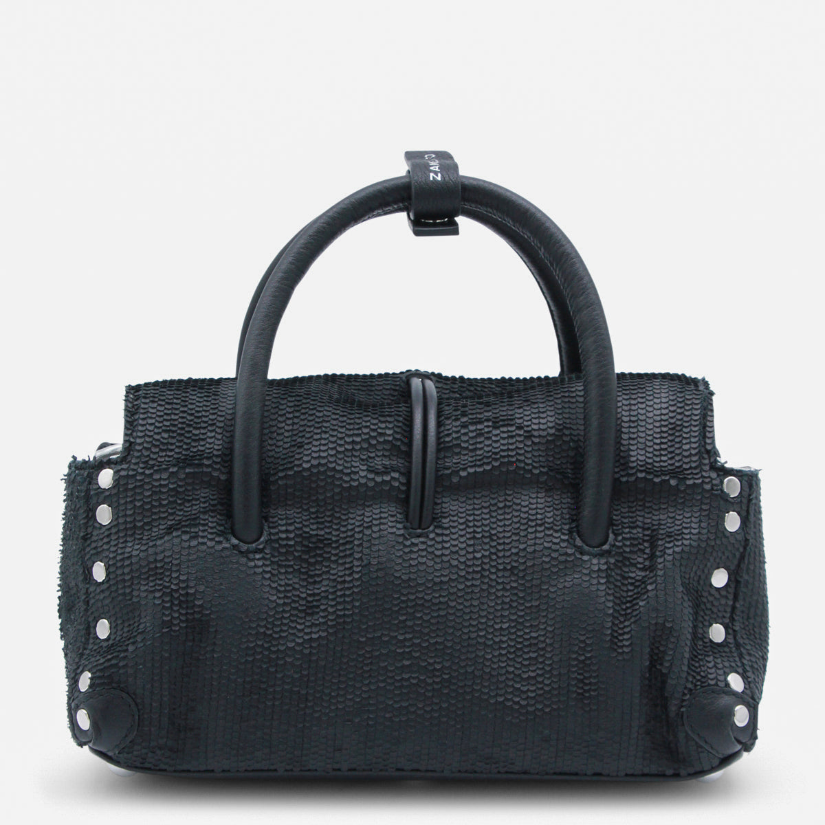 Zanellato Textured Leather Top Handle Bag — Black, view 3