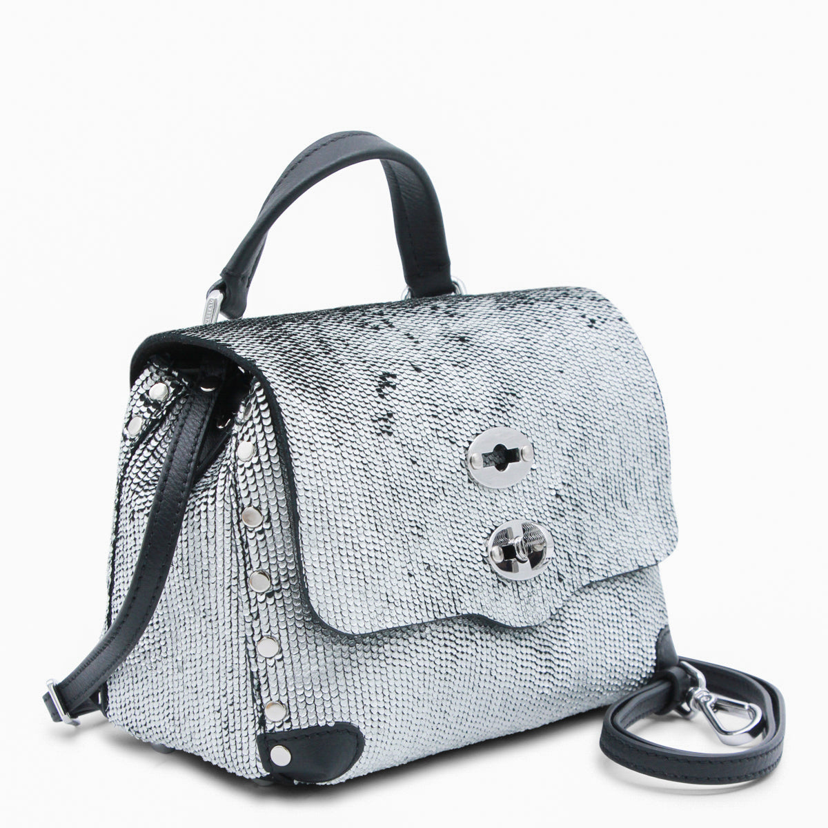 Zanellato Sequin Top Handle Bag — Silver, view 2