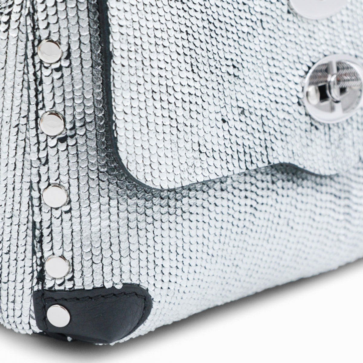 Zanellato Sequin Top Handle Bag — Silver, view 4