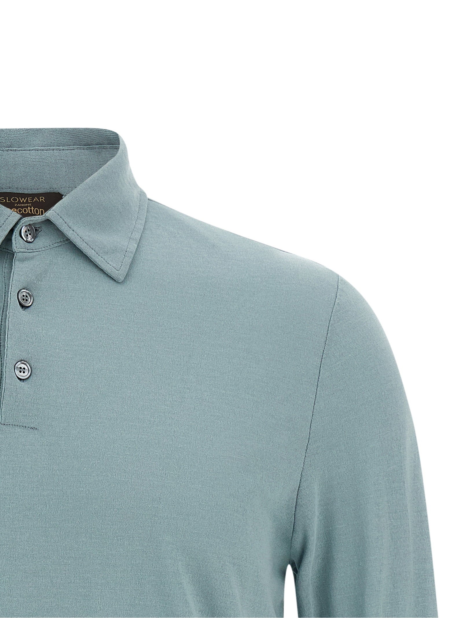 Zanone Ice Cotton Jersey Polo — Sage, view 3