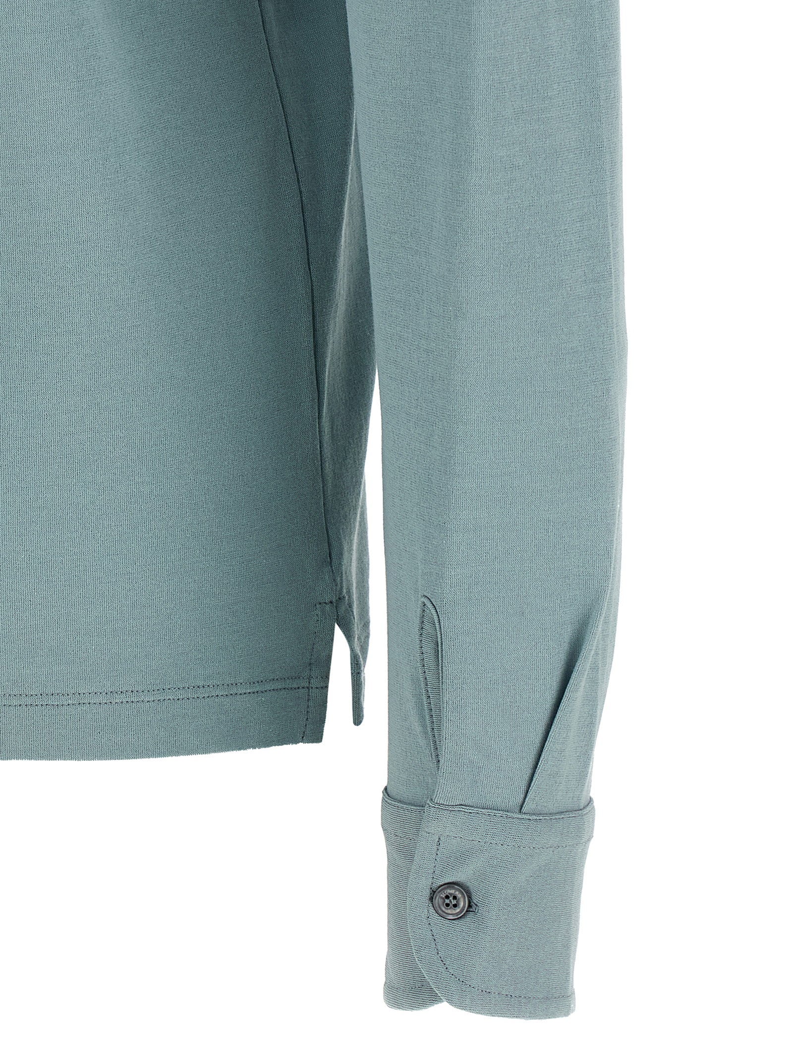 Zanone Ice Cotton Jersey Polo — Sage, view 4