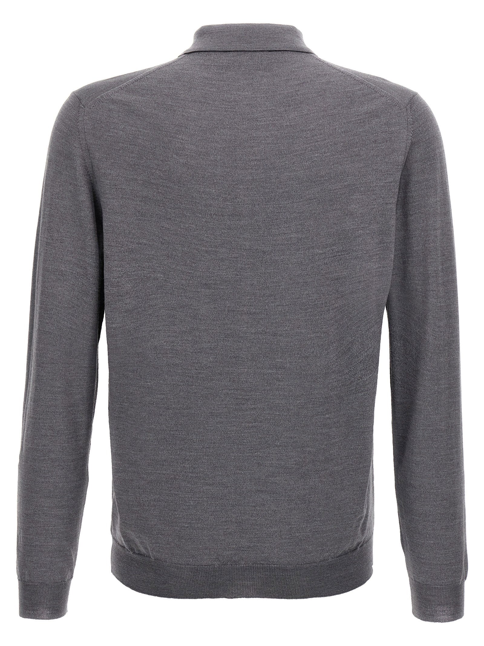 Zanone Virgin Wool Polo Shirt — Grey, view 2