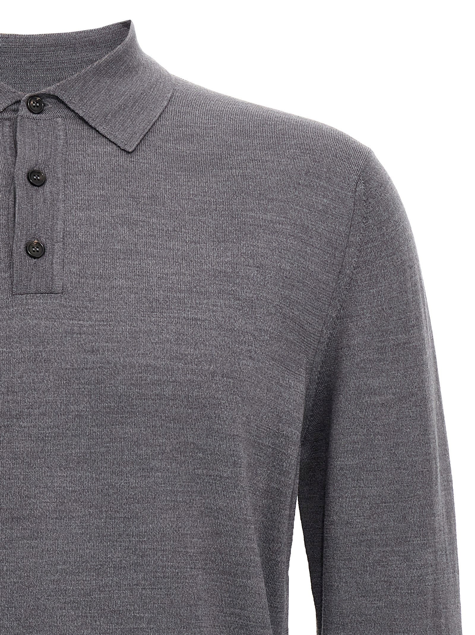 Zanone Virgin Wool Polo Shirt — Grey, view 3