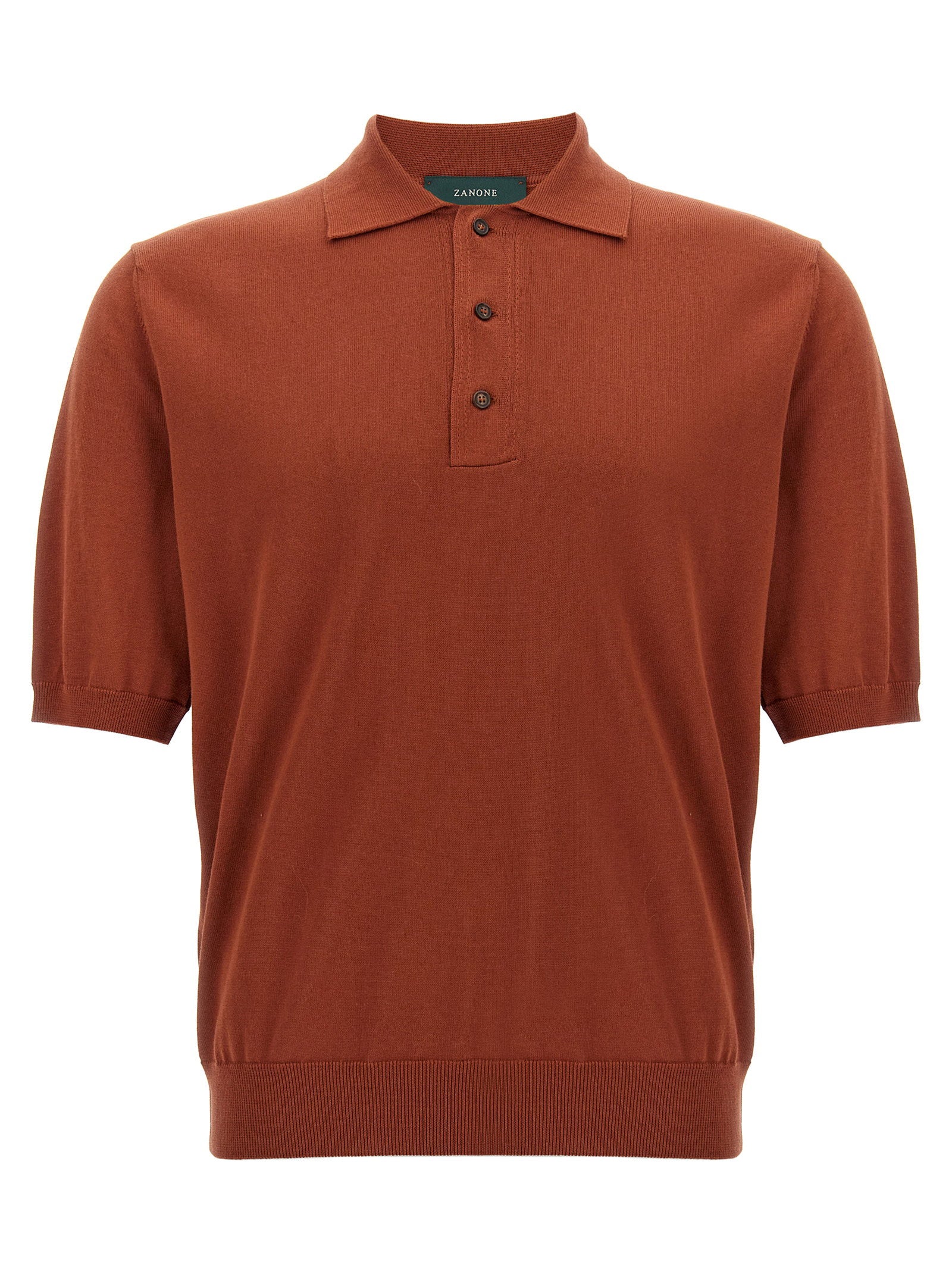Zanone Cotton Polo Shirt — Rust by Zanone