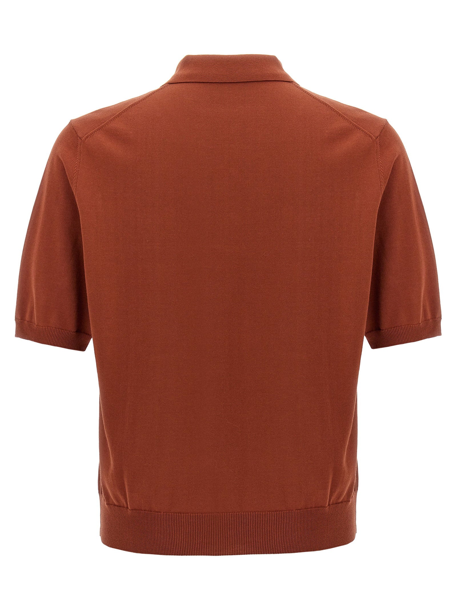 Zanone Cotton Polo Shirt — Rust, view 2