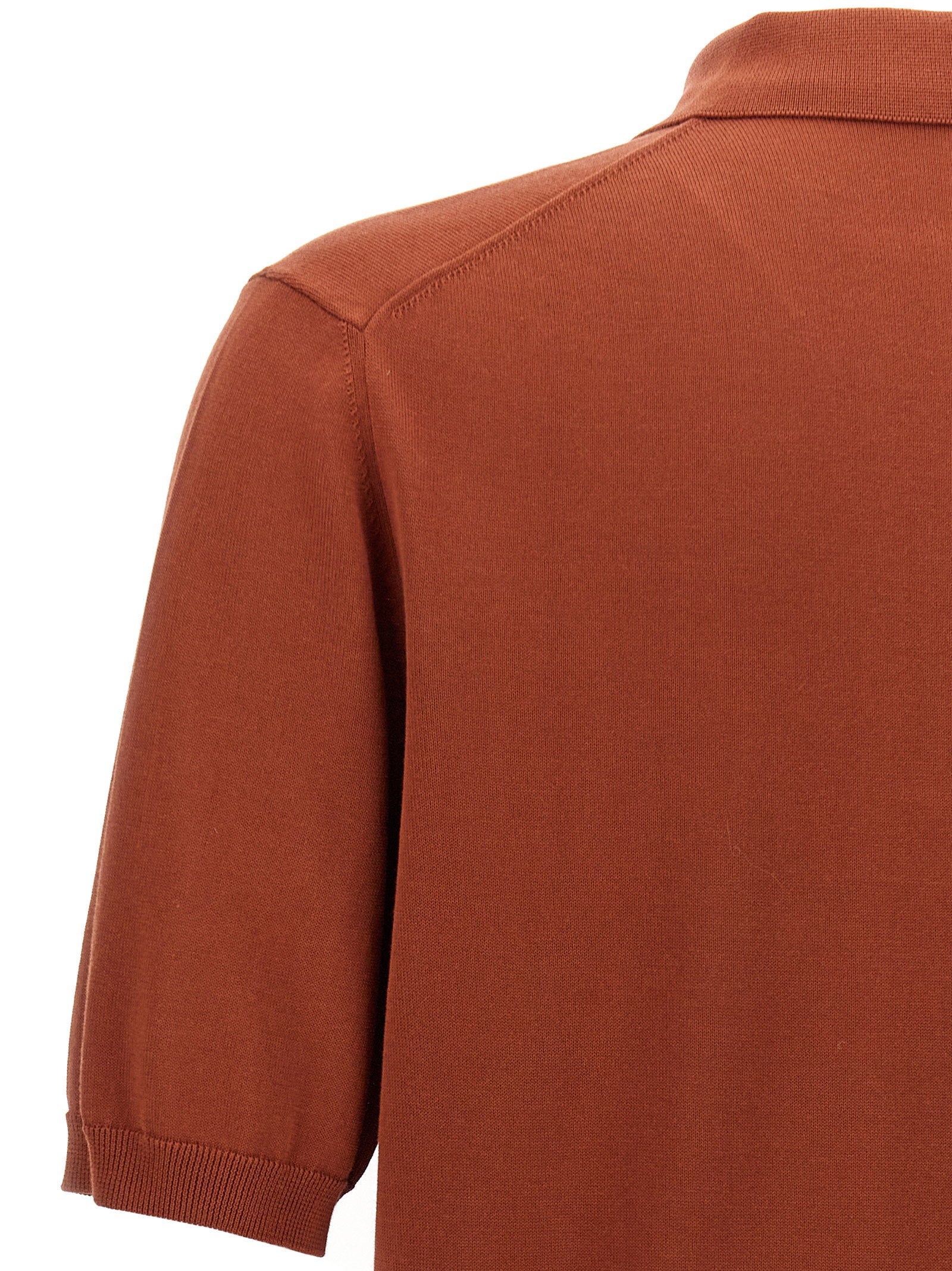 Zanone Cotton Polo Shirt — Rust, view 4