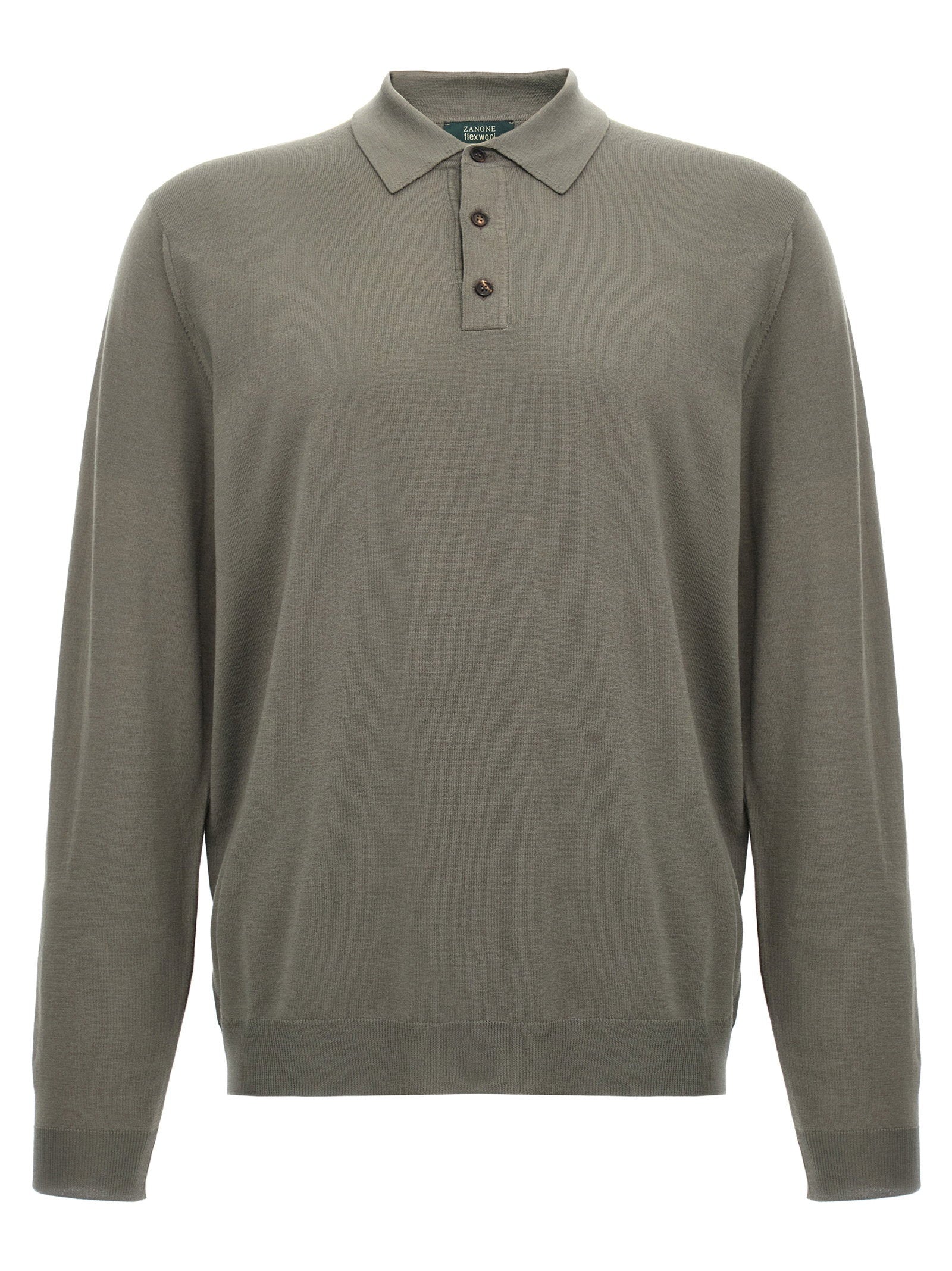 Zanone Wool Knit Polo Shirt — Grey by Zanone
