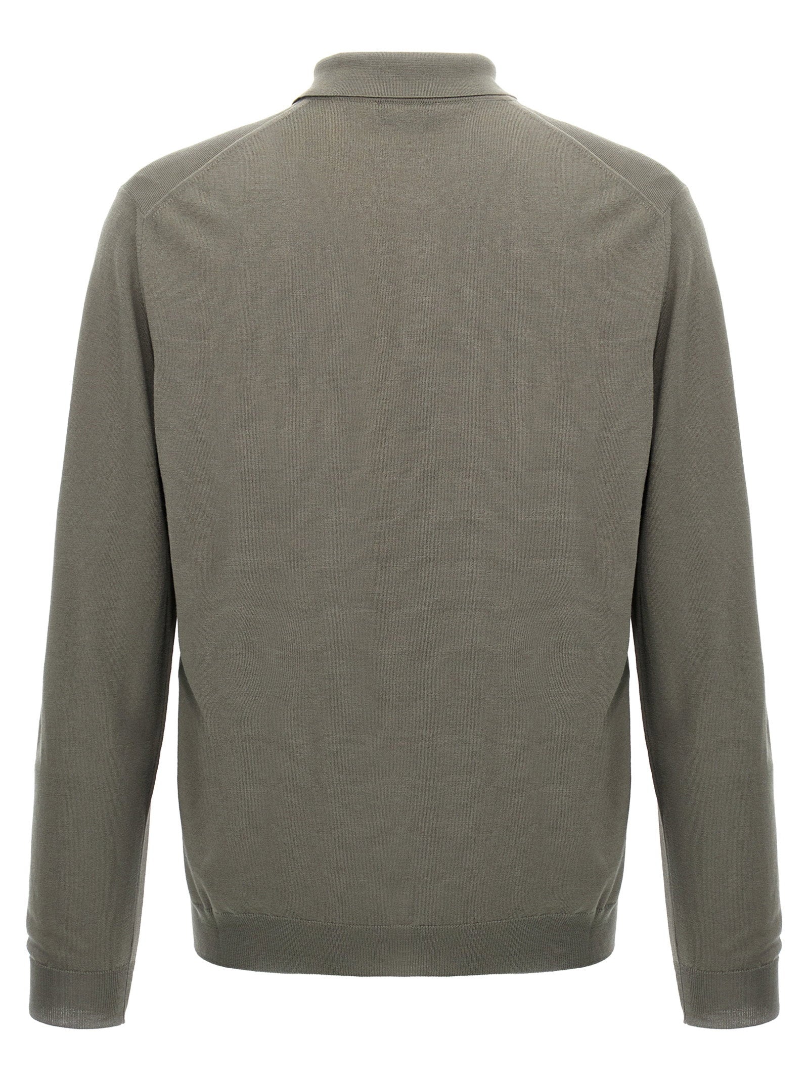 Zanone Wool Knit Polo Shirt — Grey, view 2