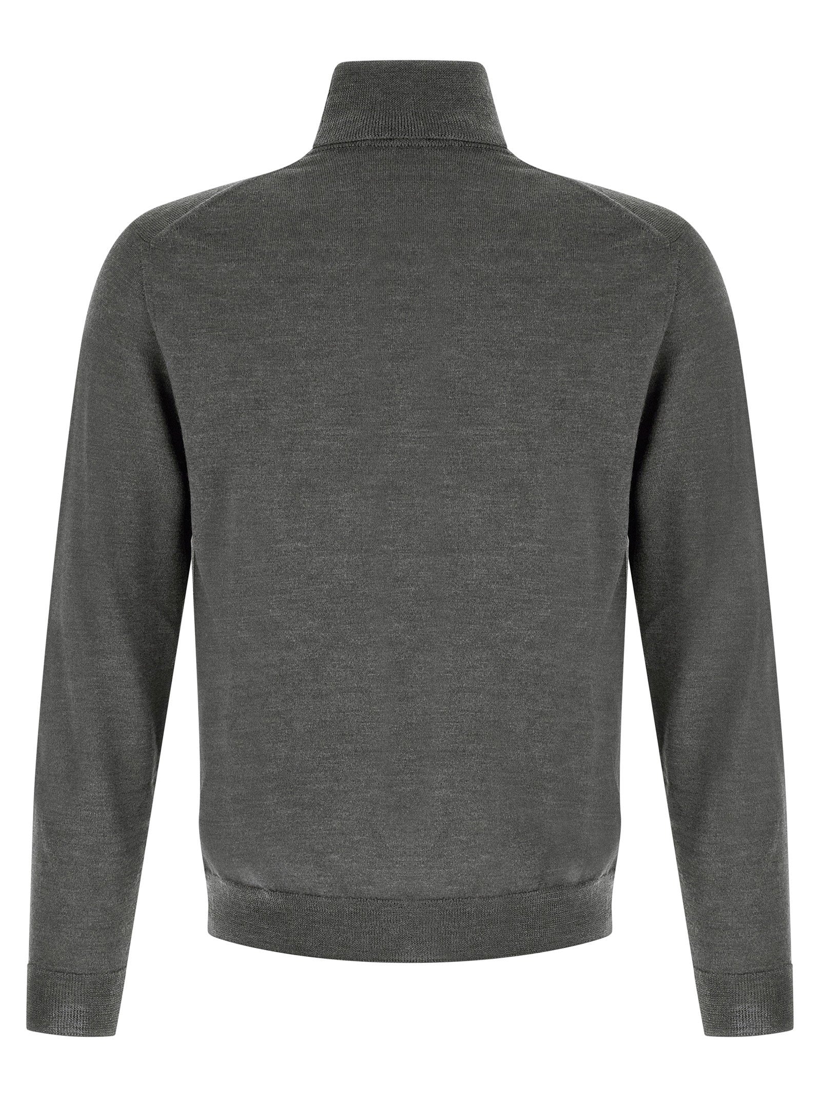 Zanone Virgin Wool Turtleneck Sweater — Anthracite, view 2