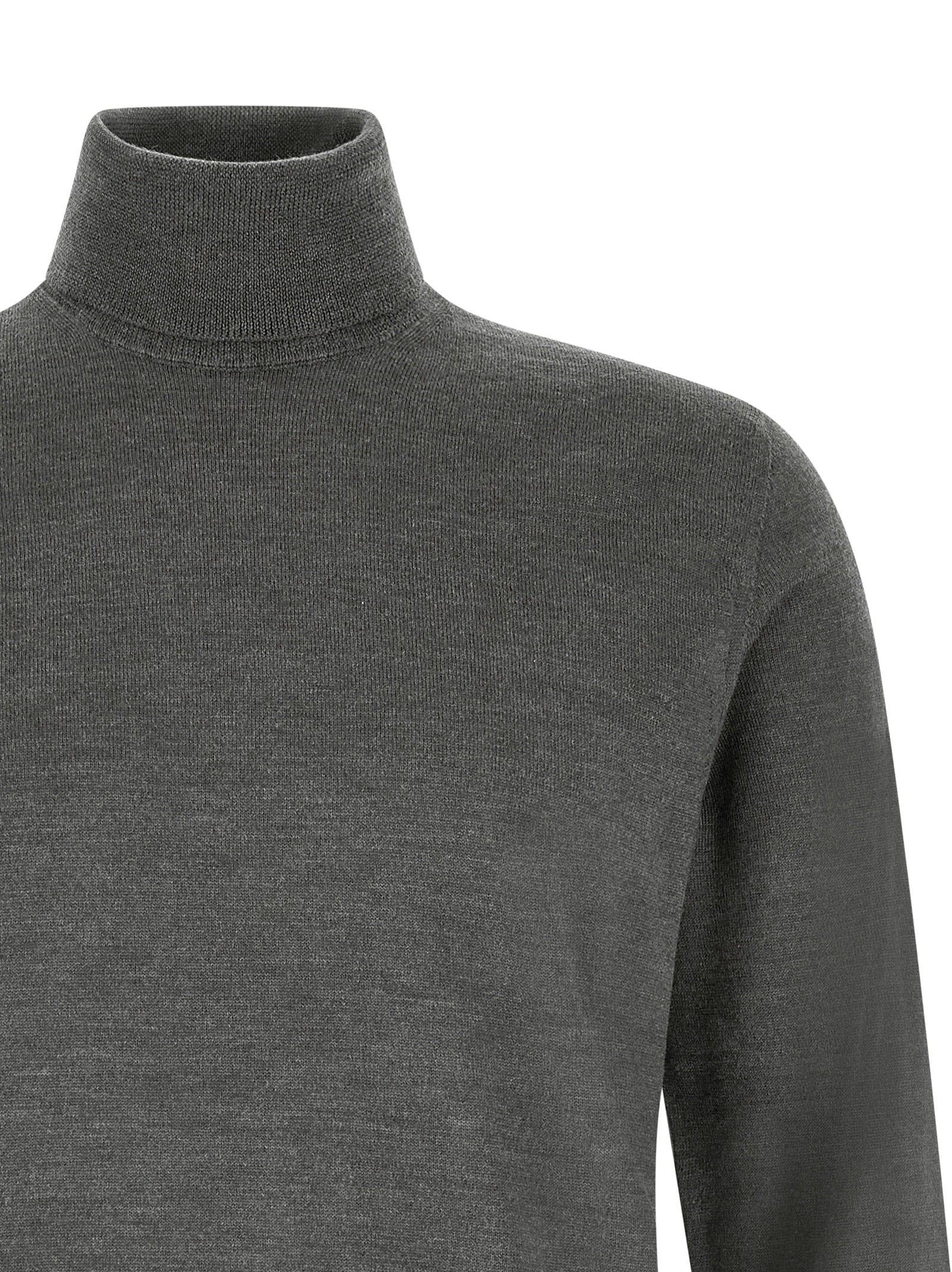Zanone Virgin Wool Turtleneck Sweater — Anthracite, view 3