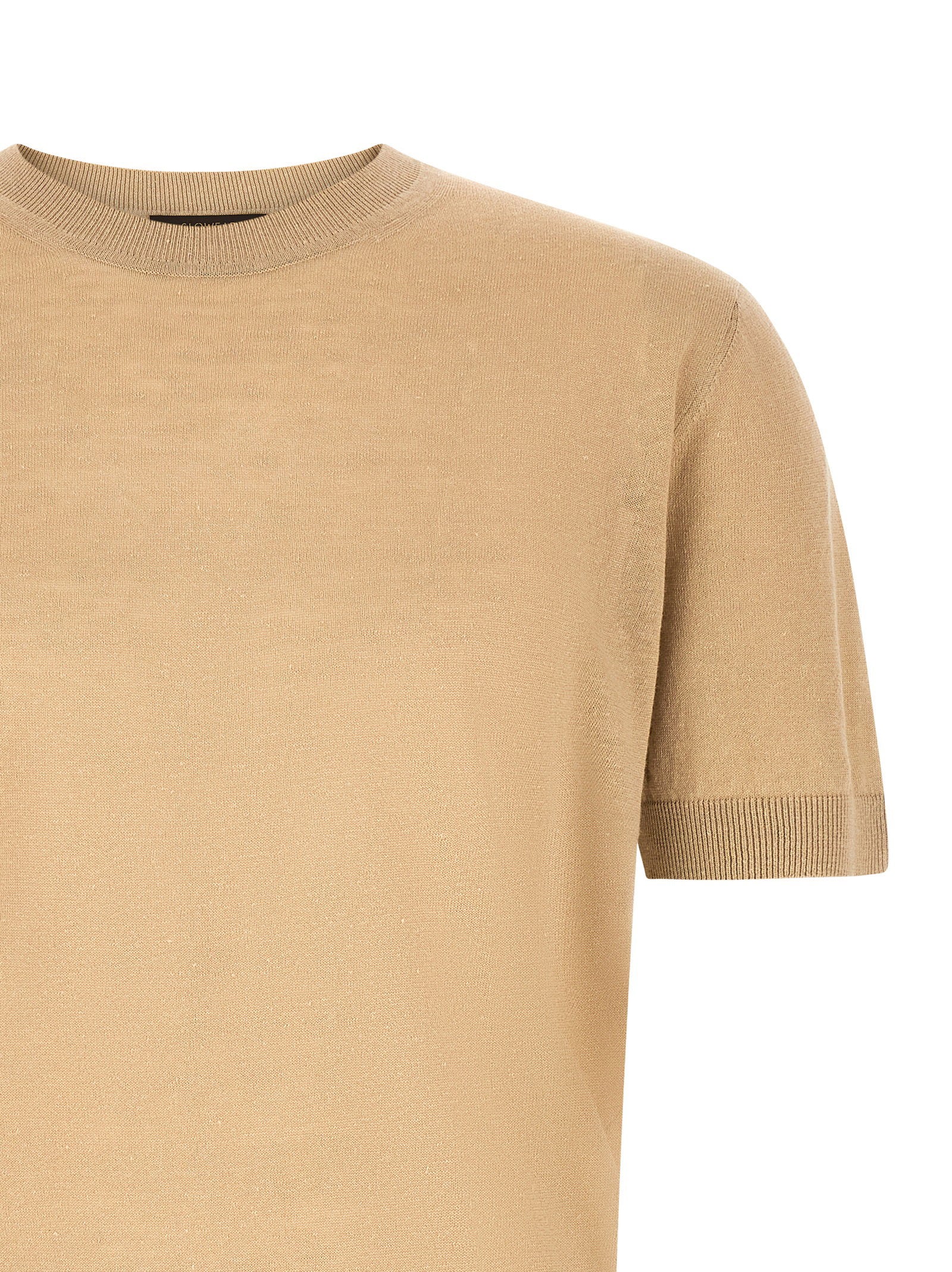 Zanone Linen-Cotton Blend Sweater — Beige, view 3