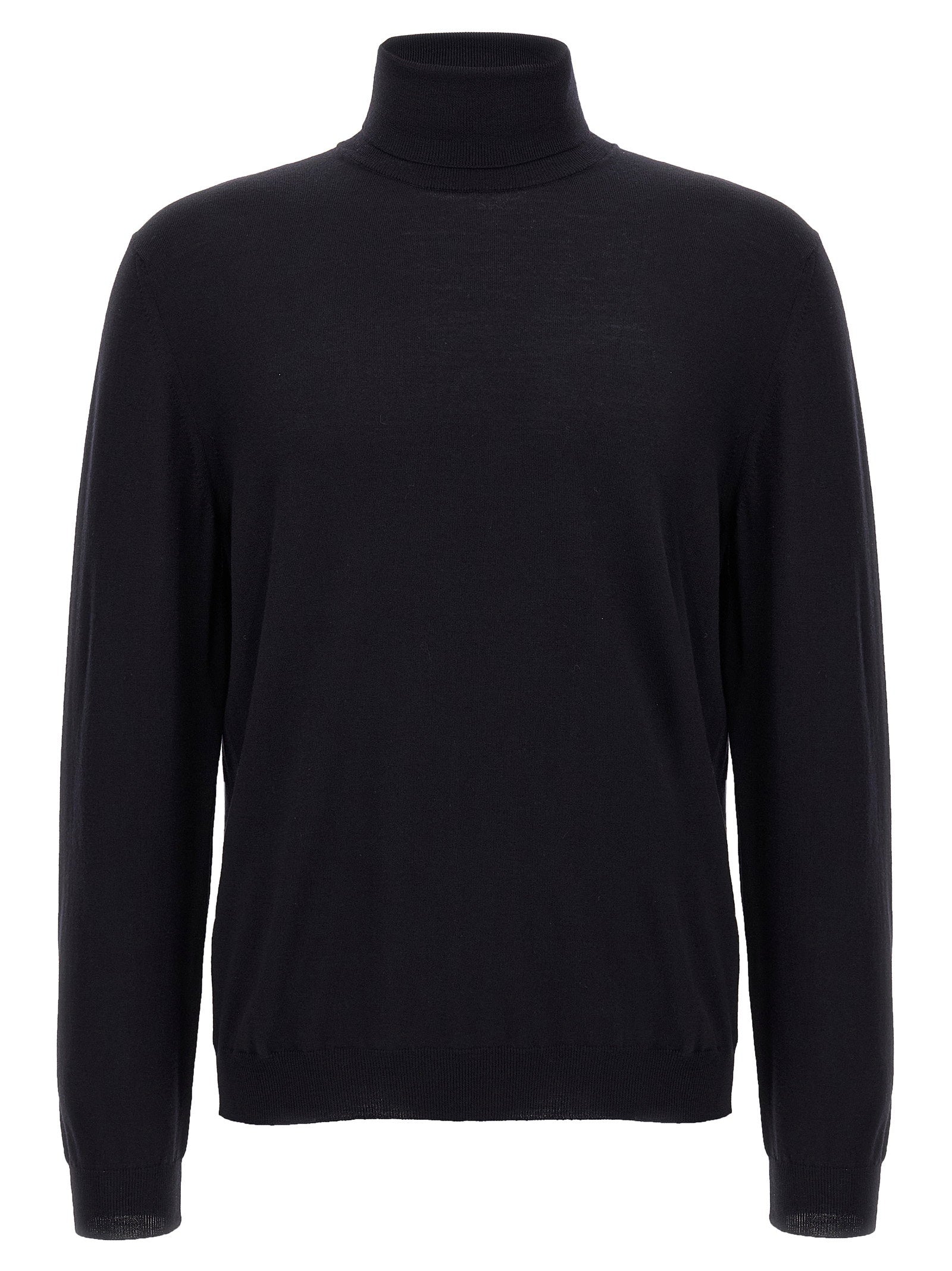Zanone Wool Turtleneck Sweater — Black by Zanone