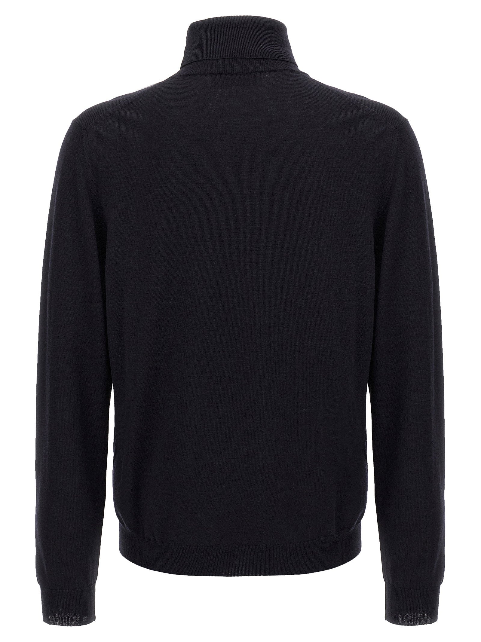 Zanone Wool Turtleneck Sweater — Black, view 2