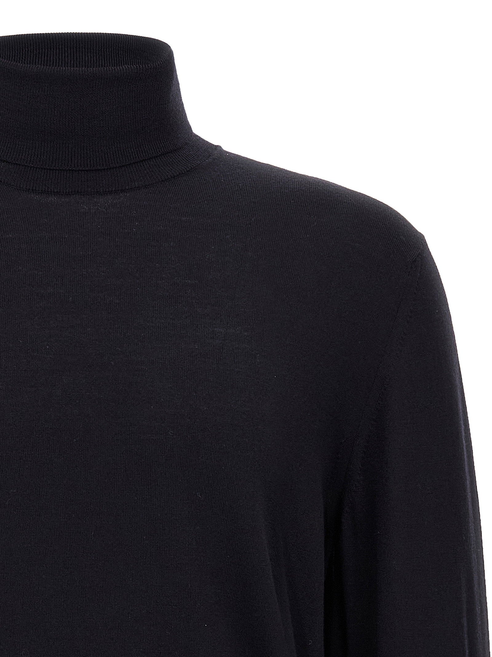 Zanone Wool Turtleneck Sweater — Black, view 3