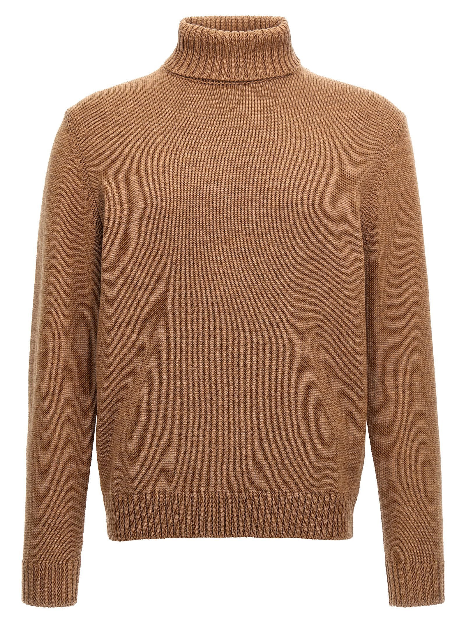 Zanone Wool Turtleneck Sweater — Camel by Zanone